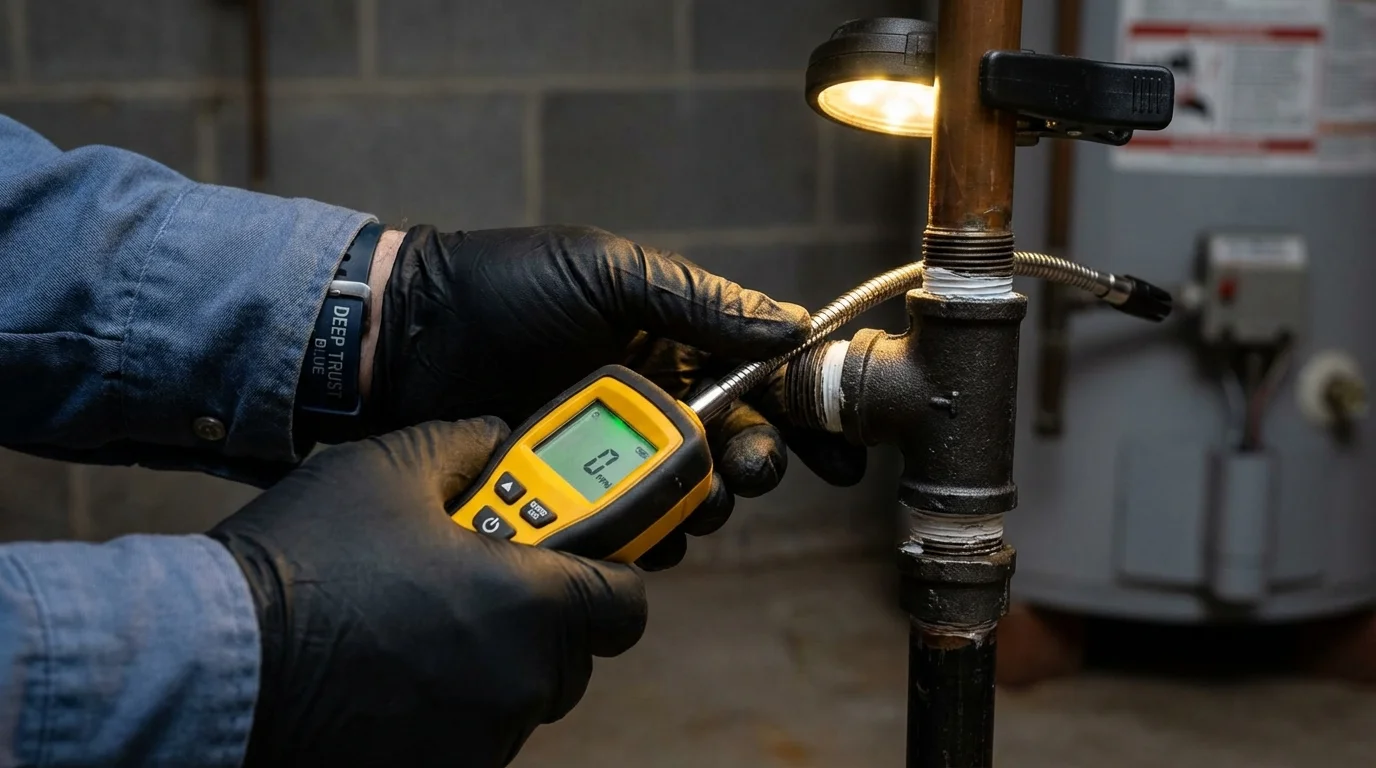 Gas leak detection with electronic sniffer by Johns Plumbing LLC in Sylvester