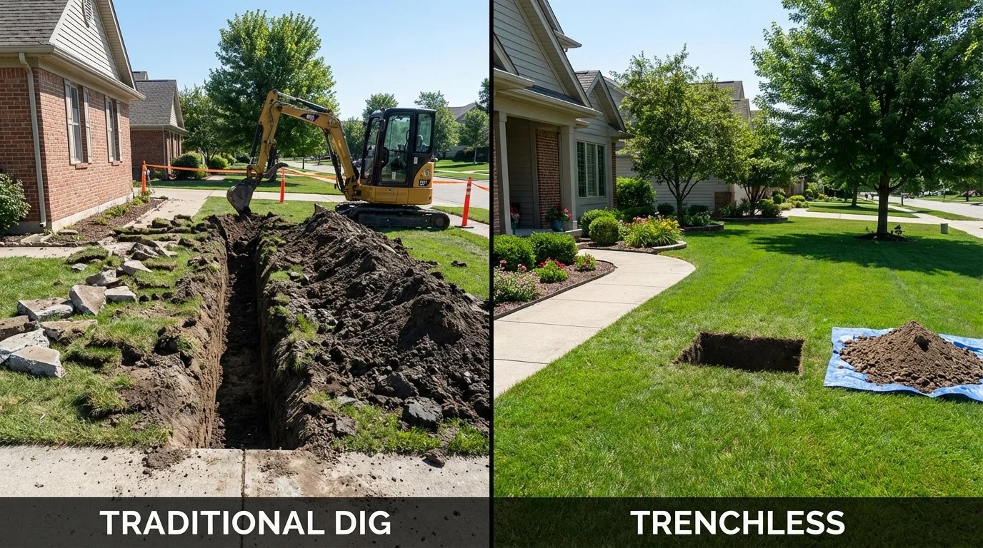 Trenchless sewer repair with minimal yard damage versus traditional excavation in Sylvester, GA